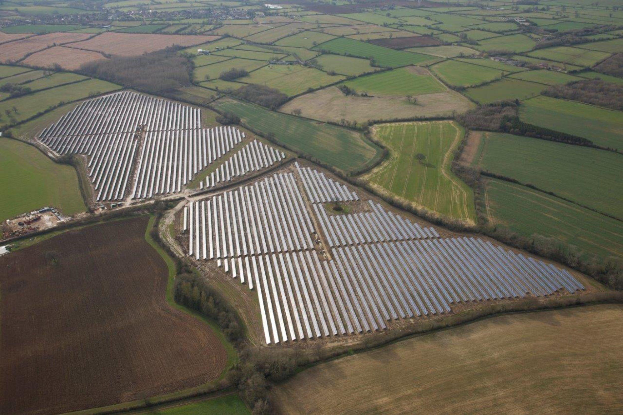 Aerial view of a solar farm