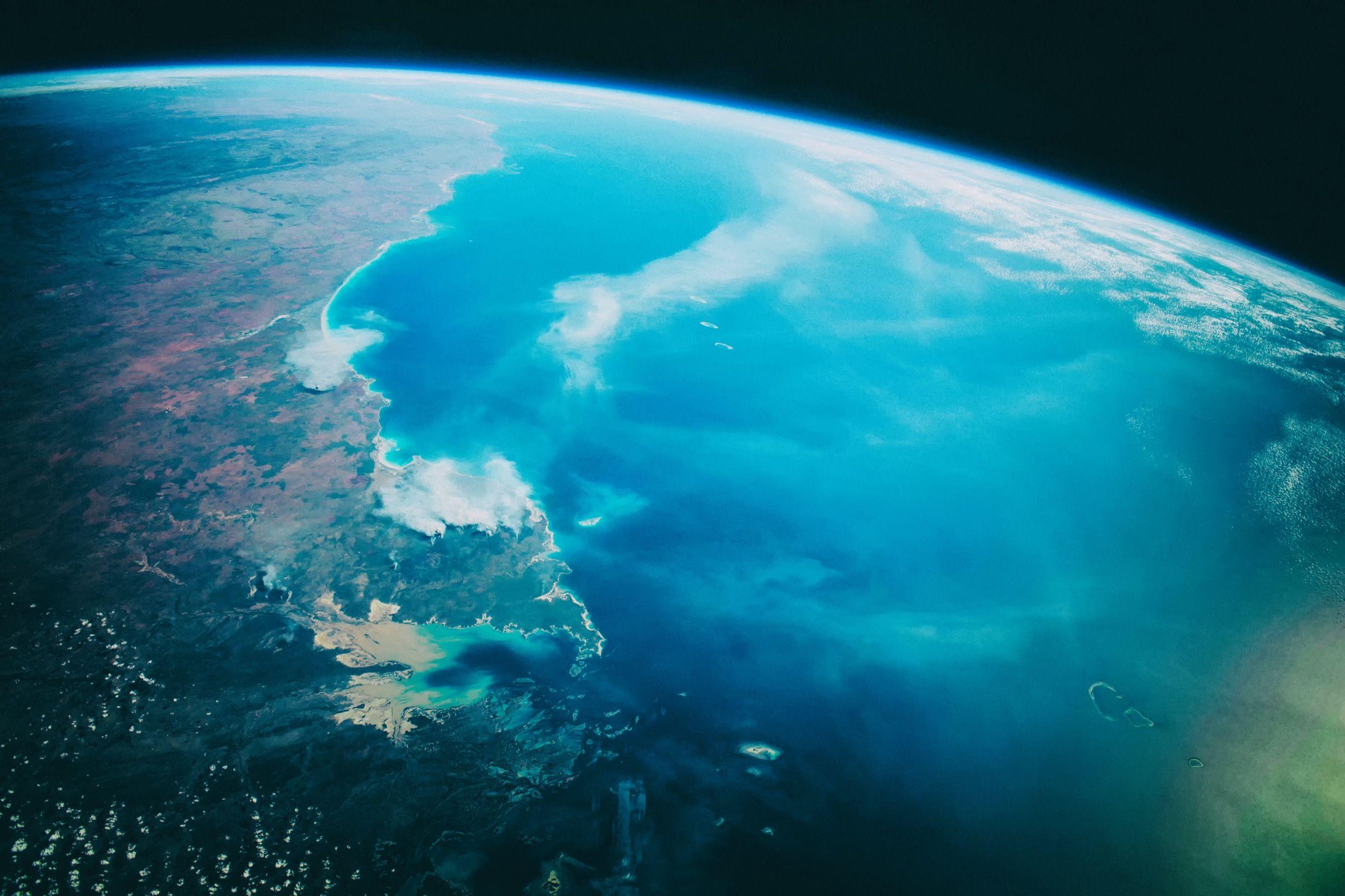 The earth viewed from the edge of the atmosphere